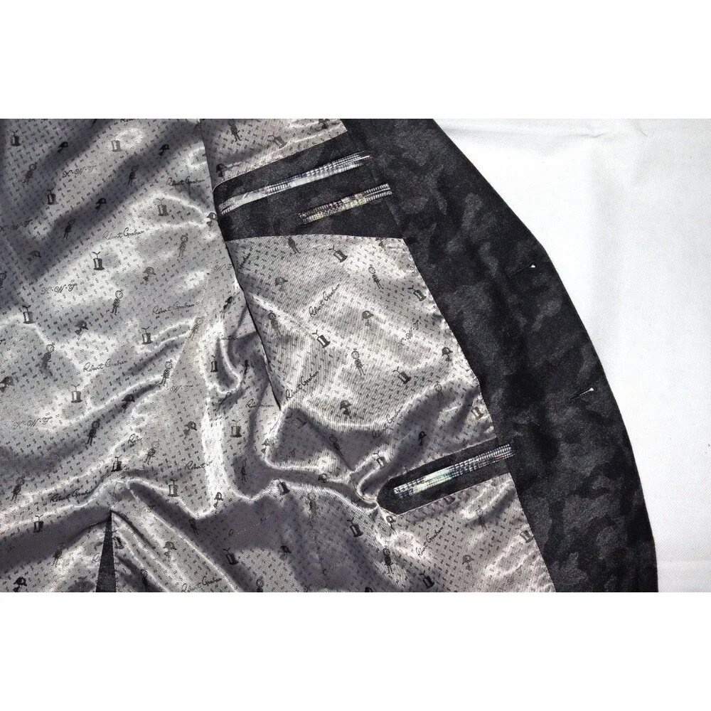 Robert Graham Sport Blazer Mens 46 Black Gray‎ Camo 2 Button Wool Cashmere Blend
